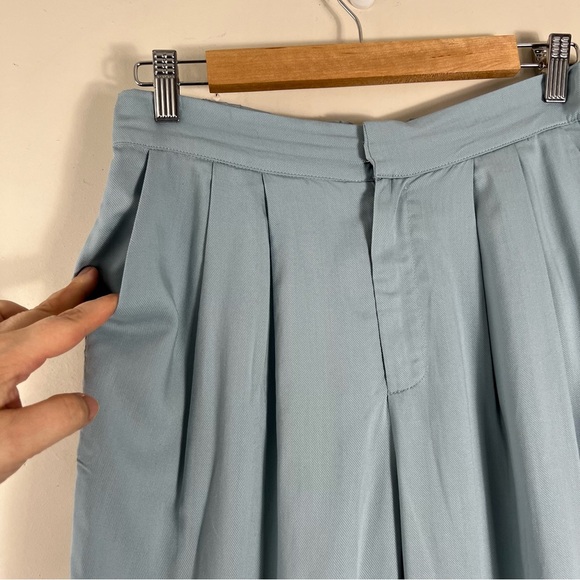 Anthropologie The Korner Blue High Rise Lightweight Pleated Tapered Leg Pant 4 - Picture 6 of 13